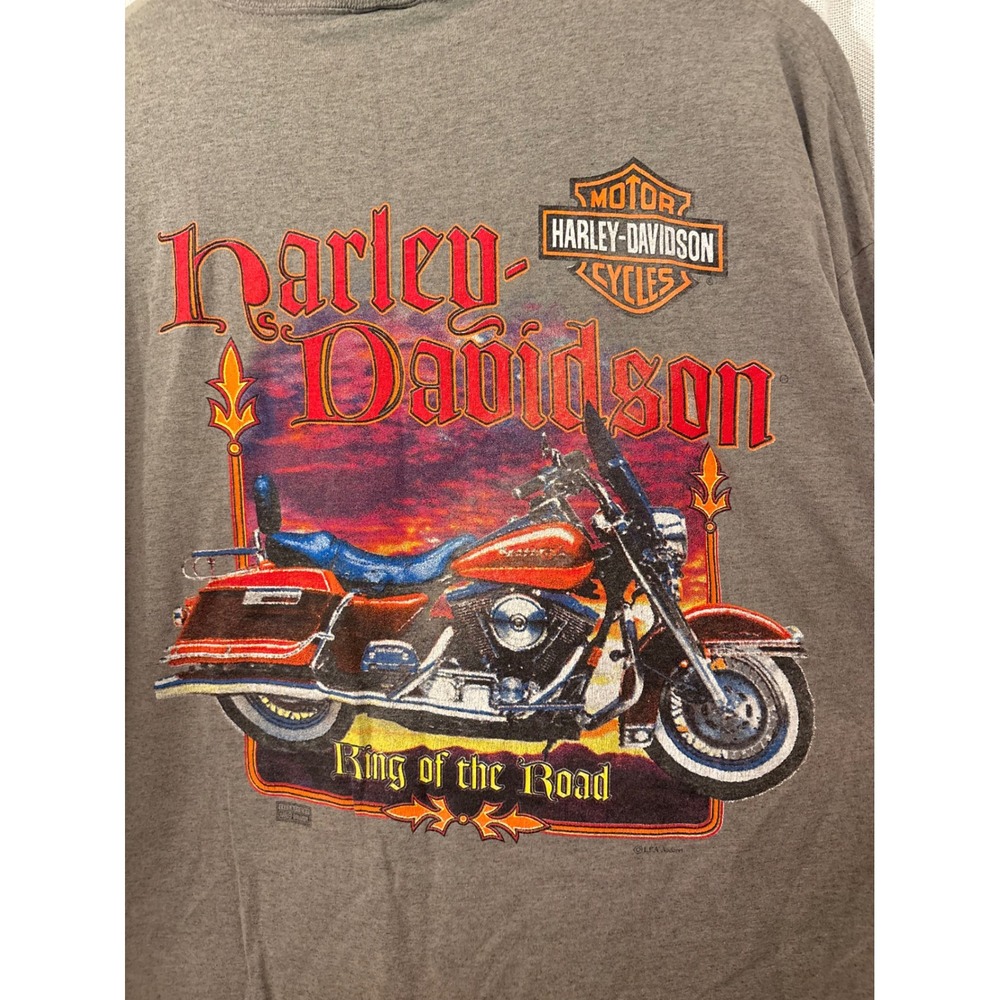 Vintage 1996 Harley Davidson King of the Road Long Sleeve Shirt Gray XL Neck - Picture 4 of 6